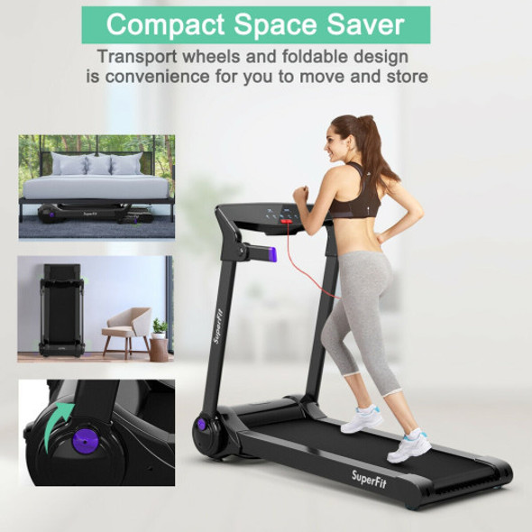 3HP Folding Electric Treadmill Running Machine-Purple