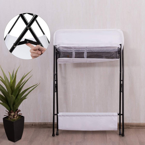 Portable Infant Changing Station Baby Diaper Table with Safety Belt-White