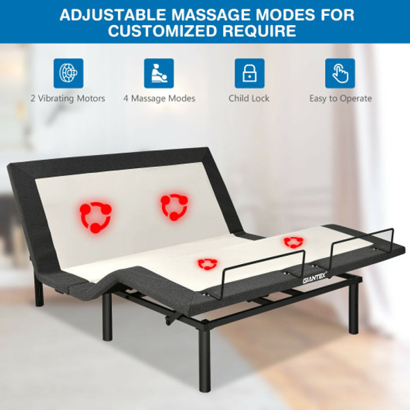 Queen Size Adjustable Bed Base Electric Bed Frame with Massage Modes