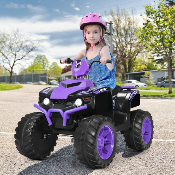 12V Kids Electric 4-Wheeler ATV Quad Ride On Car with LED Light-Purple