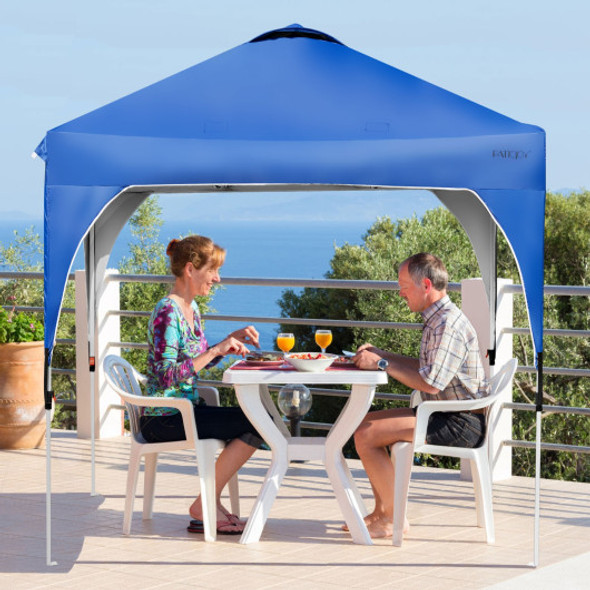 8 Feet x 8 Feet Outdoor Pop Up Tent Canopy Camping Sun Shelter with Roller Bag-Blue
