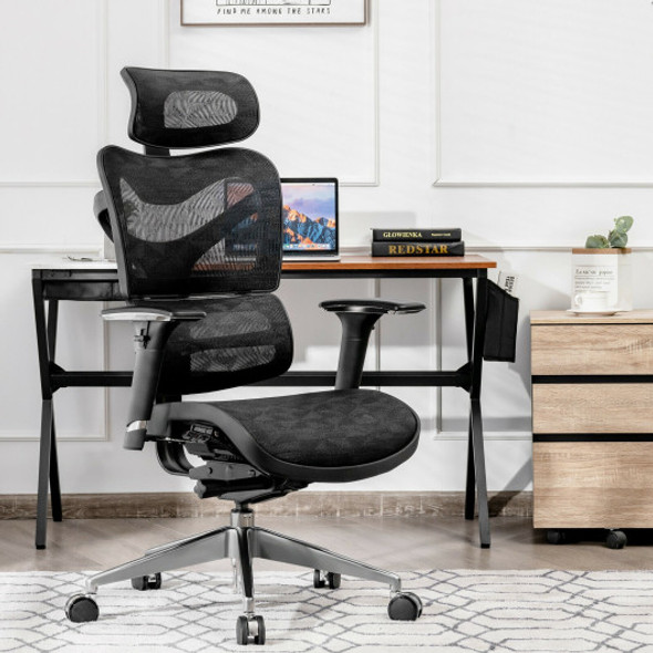 Ergonomic Mesh Adjustable High Back Office Chair with Lumbar Support-Black