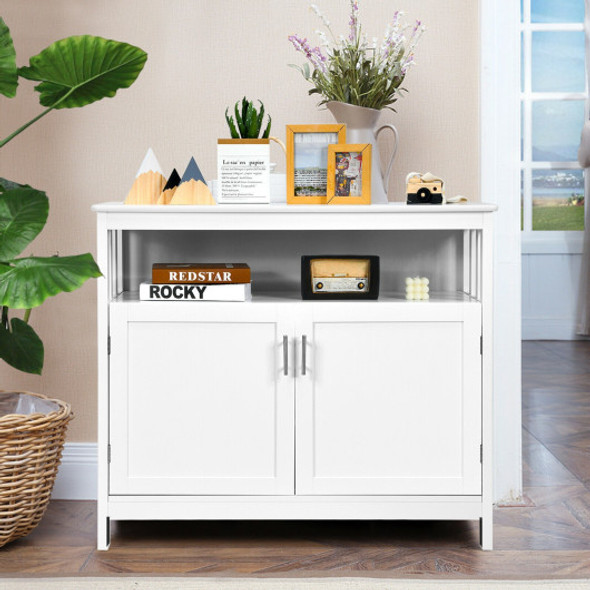 Kitchen Buffet Server Sideboard Storage Cabinet with 2 Doors and Shelf-White