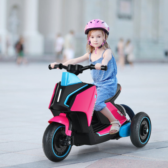 6V 3 Wheel Toddler Ride-On Electric Motorcycle with Music Horn-Pink