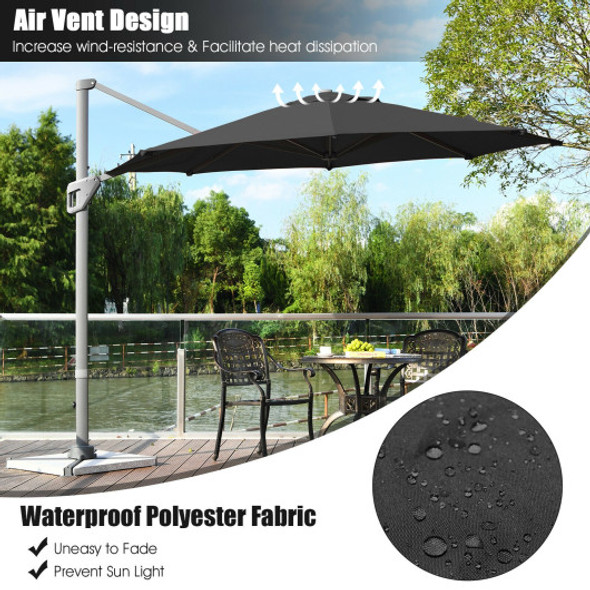 11ft Patio Offset Umbrella with 360° Rotation and Tilt System-Gray