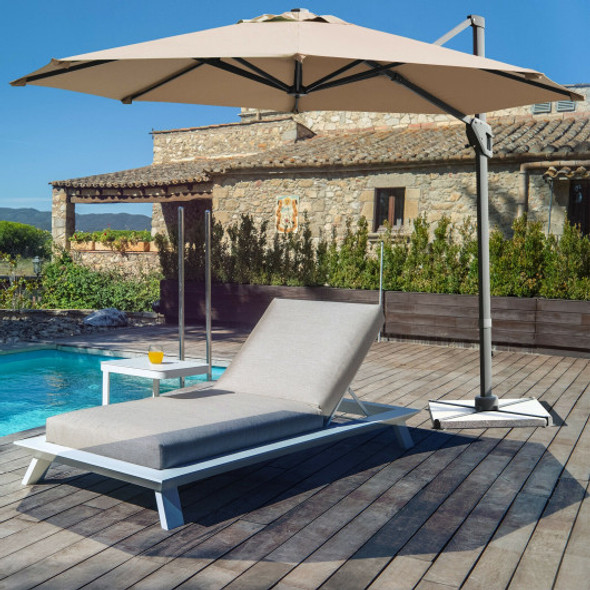 11ft Patio Offset Umbrella with 360° Rotation and Tilt System-Coffee