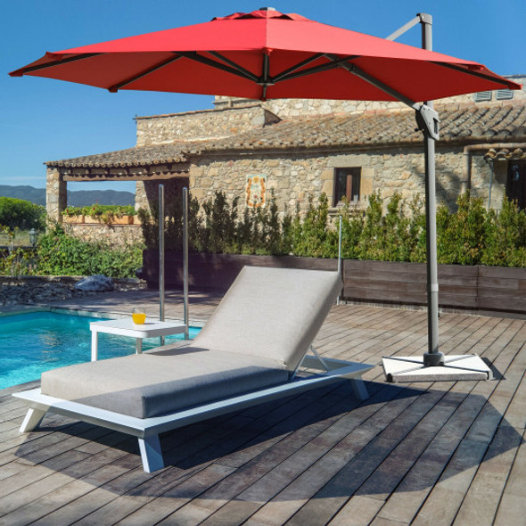 11ft Patio Offset Umbrella with 360° Rotation and Tilt System-Wine