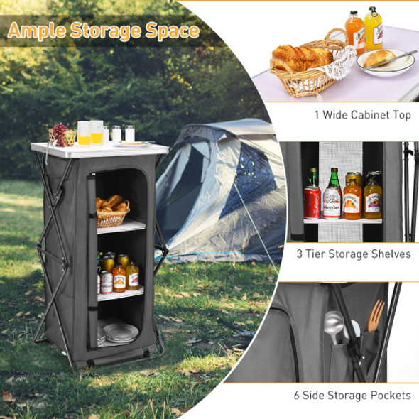 Folding Pop-Up Cupboard Compact Camping Storage Cabinet with Bag-L