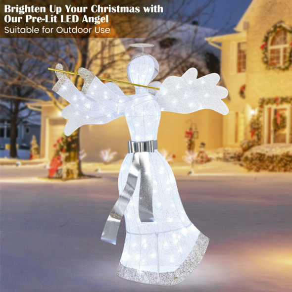 Pre-Lit Angel Christmas Decoration with 100 LED Lights