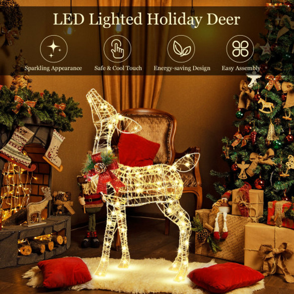 Lighted Christmas Reindeer Decorations with 50 LED Lights for Outdoor Yard