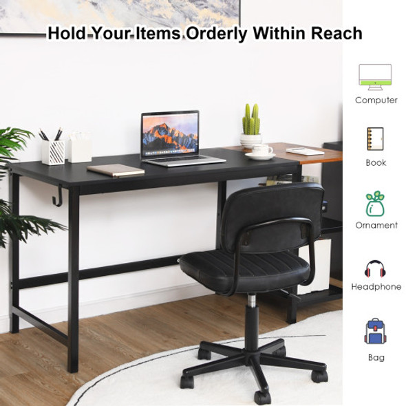 59 Inch Home Office Computer Desk with Removable Storage Shelves-Black