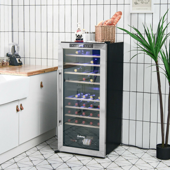 43 Bottle Wine Cooler Refrigerator Dual Zone Temperature Control with 8 Shelves-Black