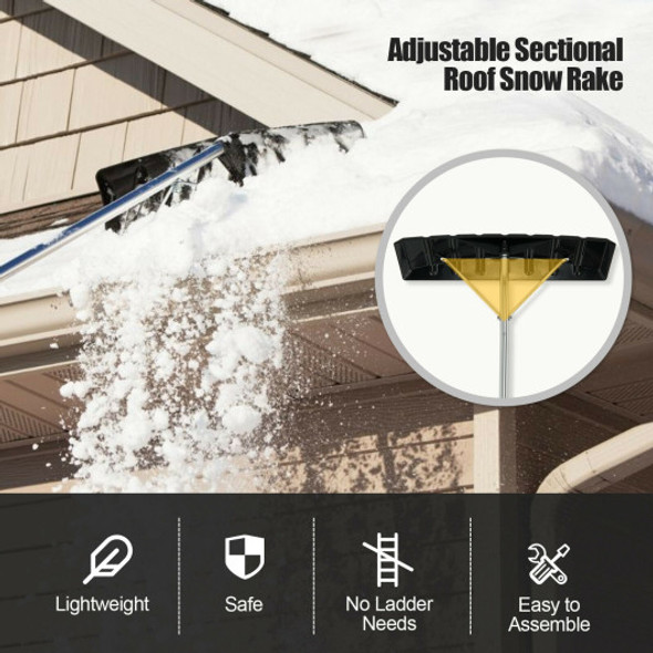 20 Feet Extendable Aluminum Snow Roof Rake with Anti-slip Handle