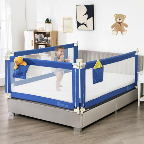 57 Inch Toddlers Vertical Lifting Baby Bed Rail Guard with Lock-Blue