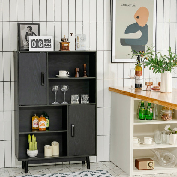 Sideboard Storage Cabinet with Door Shelf-Black