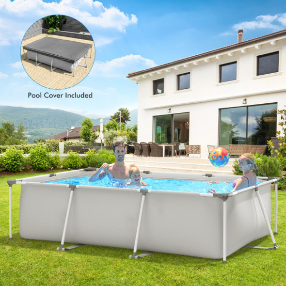 Above Ground Swimming Pool with Pool Cover-Gray