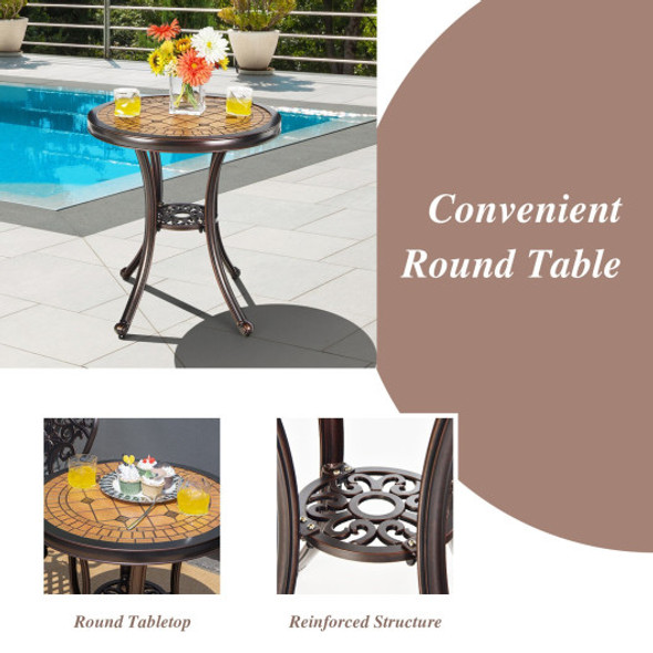 3-Piece All-Weather Cast Aluminum Patio Bistro Set-Copper