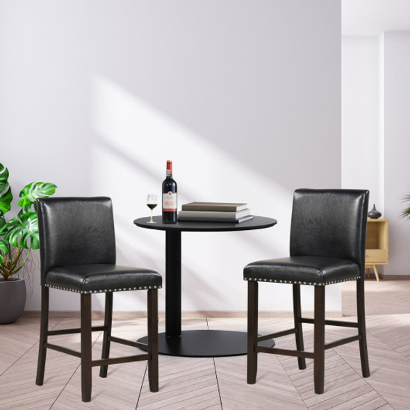 Set of 2 Bar Stools PVC Leather Counter Height Chairs for Kitchen Island