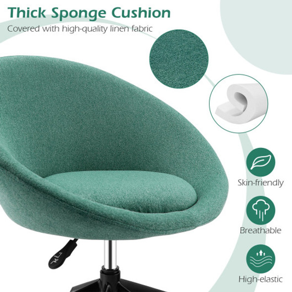 Adjustable Swivel Accent Chair Vanity Chair with Round Back-Green