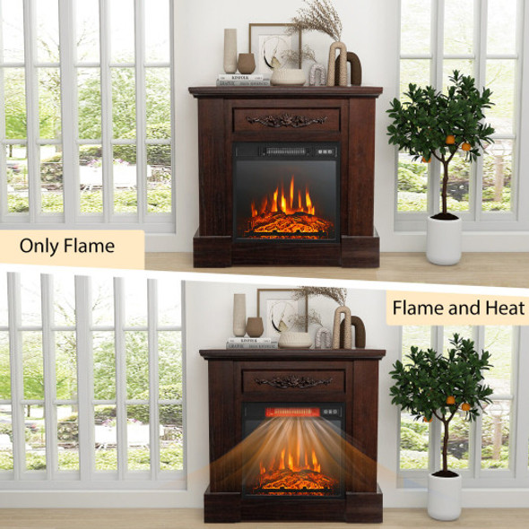 1400W TV Stand Electric Fireplace Mantel with Remote Control-Natural