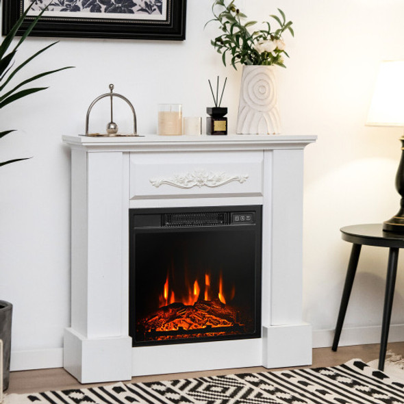 1400W TV Stand Electric Fireplace Mantel with Remote Control-White