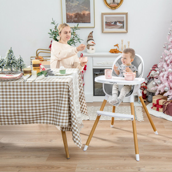 4-in-1 Convertible Baby High Chair Infant Feeding Chair with Adjustable Tray