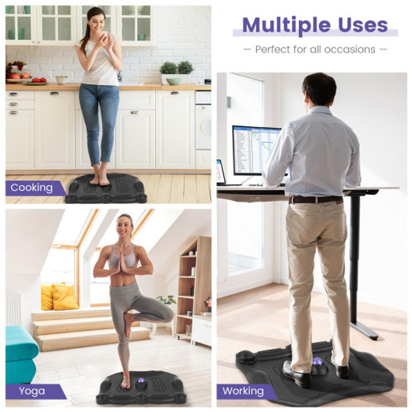 Anti Fatigue Standing Desk Mat with Massage Roller Ball and Points-Black