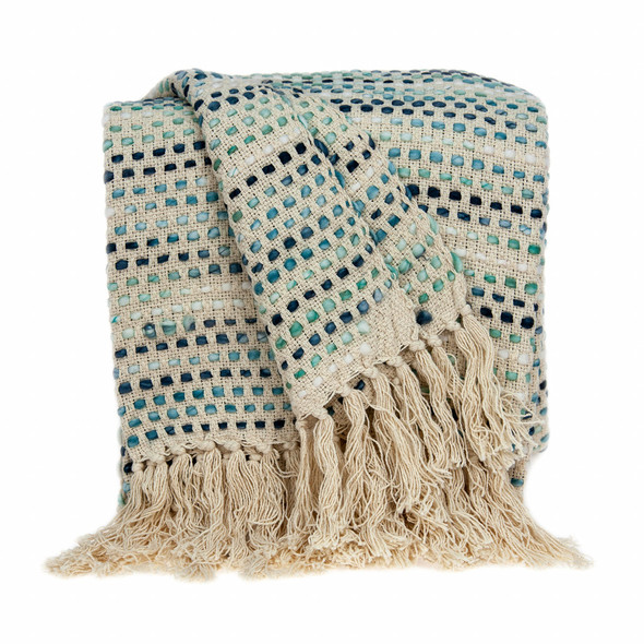 Parkland Collection Shiba Transitional Multicolored HANDLOOMed 52" x 67" Cotton Blend Throw Blanket