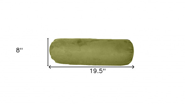 8" X 20" Moss Green Bolster Zippered Microsuede Solid Color Bolster Pillow