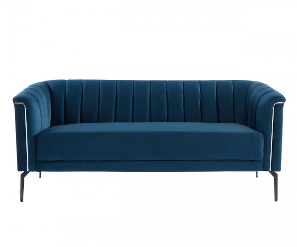 76" Blue Three Person Standard Metal Legs Sofa