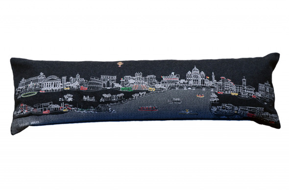 45" Black Rome Nighttime Skyline Lumbar Decorative Pillow