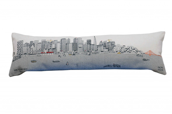 45" White San Francisco Daylight Skyline Lumbar Decorative Pillow