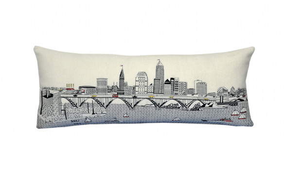 35" White Cleveland Daylight Skyline Lumbar Decorative Pillow