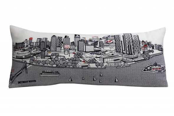 35" White Detroit Daylight Skyline Lumbar Decorative Pillow