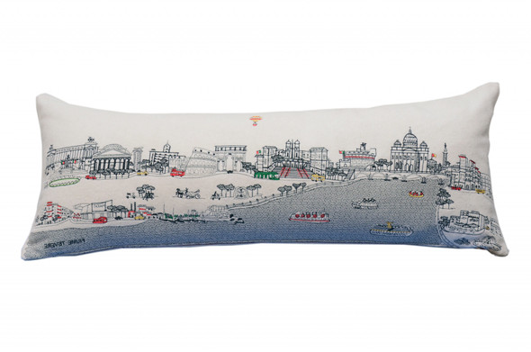 35" White Rome Daylight Skyline Lumbar Decorative Pillow