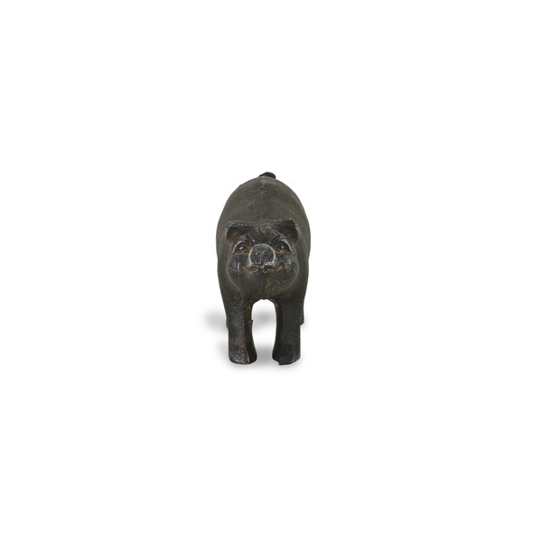 5" Black Cast Iron Pig Hand Painted Sculpture