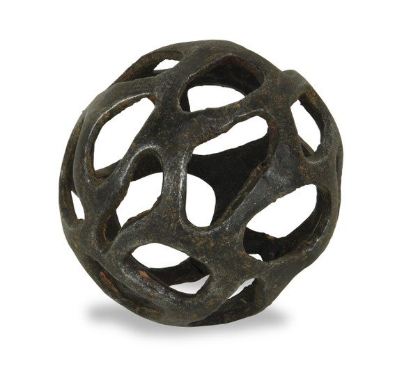 4" Natural Black Cast Iron Abstract Decorative Orb