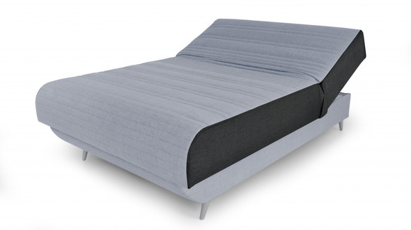 Full Adjustable Light Gray Upholstered 100% Polyester With Mattress