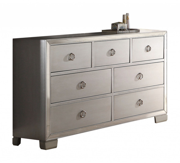 57" Platinum Manufactured Wood Seven Drawer Triple Dresser
