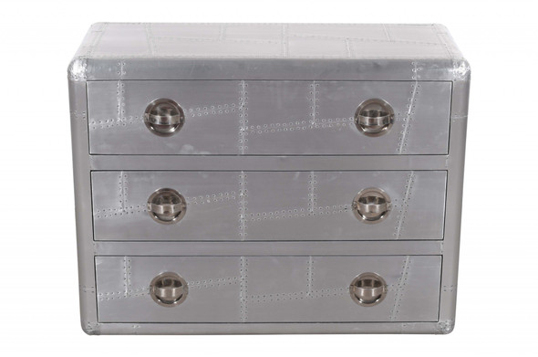 42" Silver Aluminum Three Drawer Standard Dresser