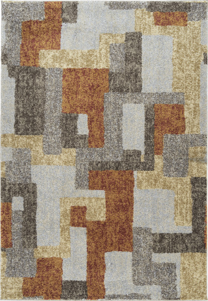 3' X 5' Grey And Brown Geometric Area Rug