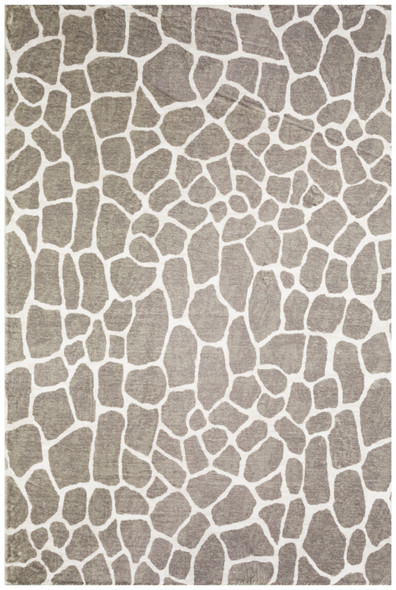 8' X 8' Beige Round Giraffe Print Shag Handmade Non Skid Area Rug