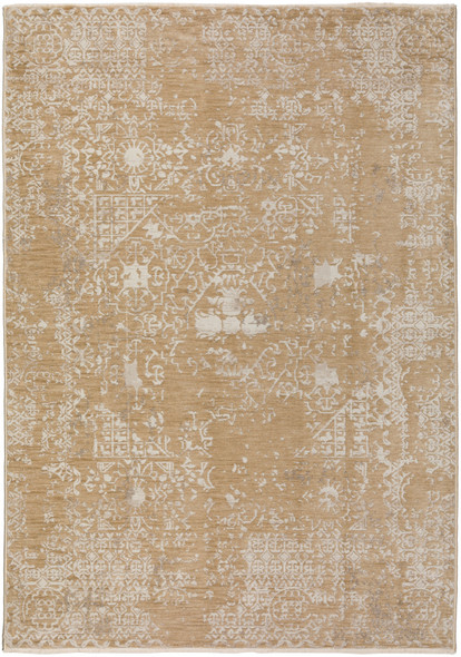 5' X 8' Beige Oriental Area Rug With Fringe