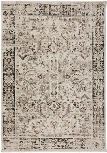 8' X 10' Gray Oriental Area Rug With Fringe
