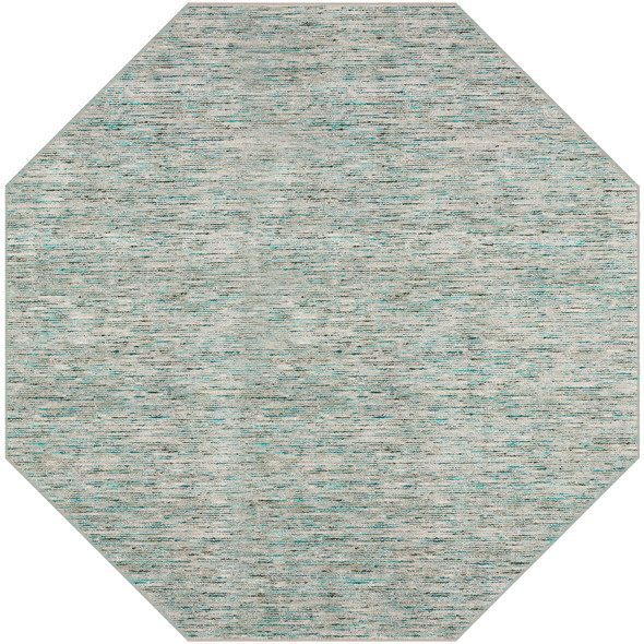 12' Octagon Green Octagon Wool Hand Loomed Handmade Area Rug