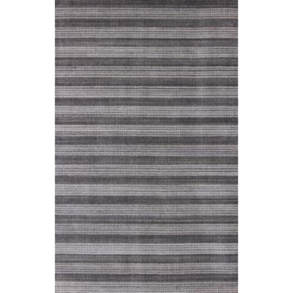 9' X 12' Dark Grey And White Striped Hand Loomed Area Rug