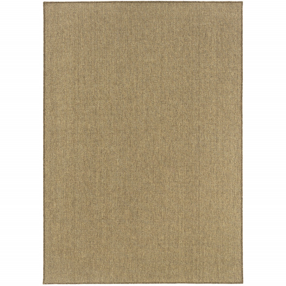 9' X 13' Tan Stain Resistant Indoor Outdoor Area Rug