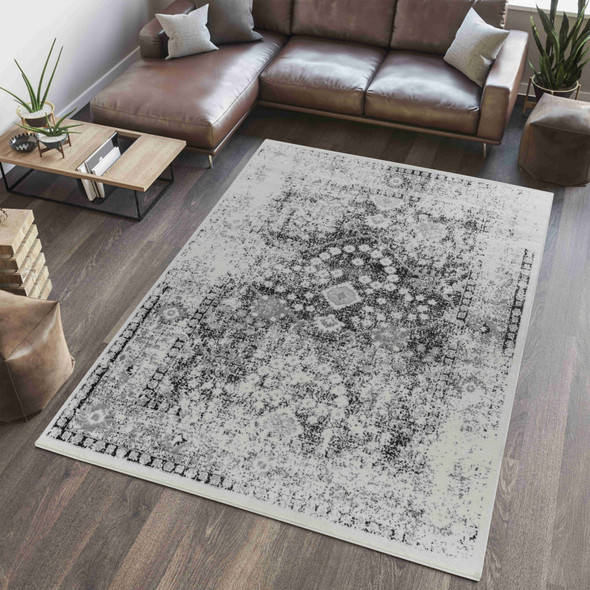 4' X 6' Black Oriental Area Rug