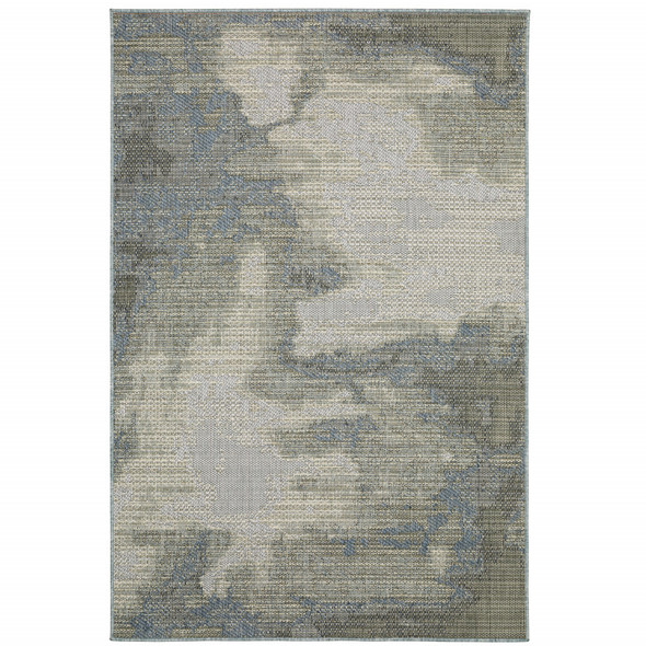 10' X 13' Grey Abstract Stain Resistant Indoor Outdoor Area Rug