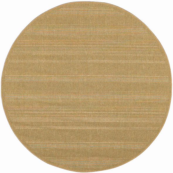 8' Beige Round Stain Resistant Indoor Outdoor Area Rug